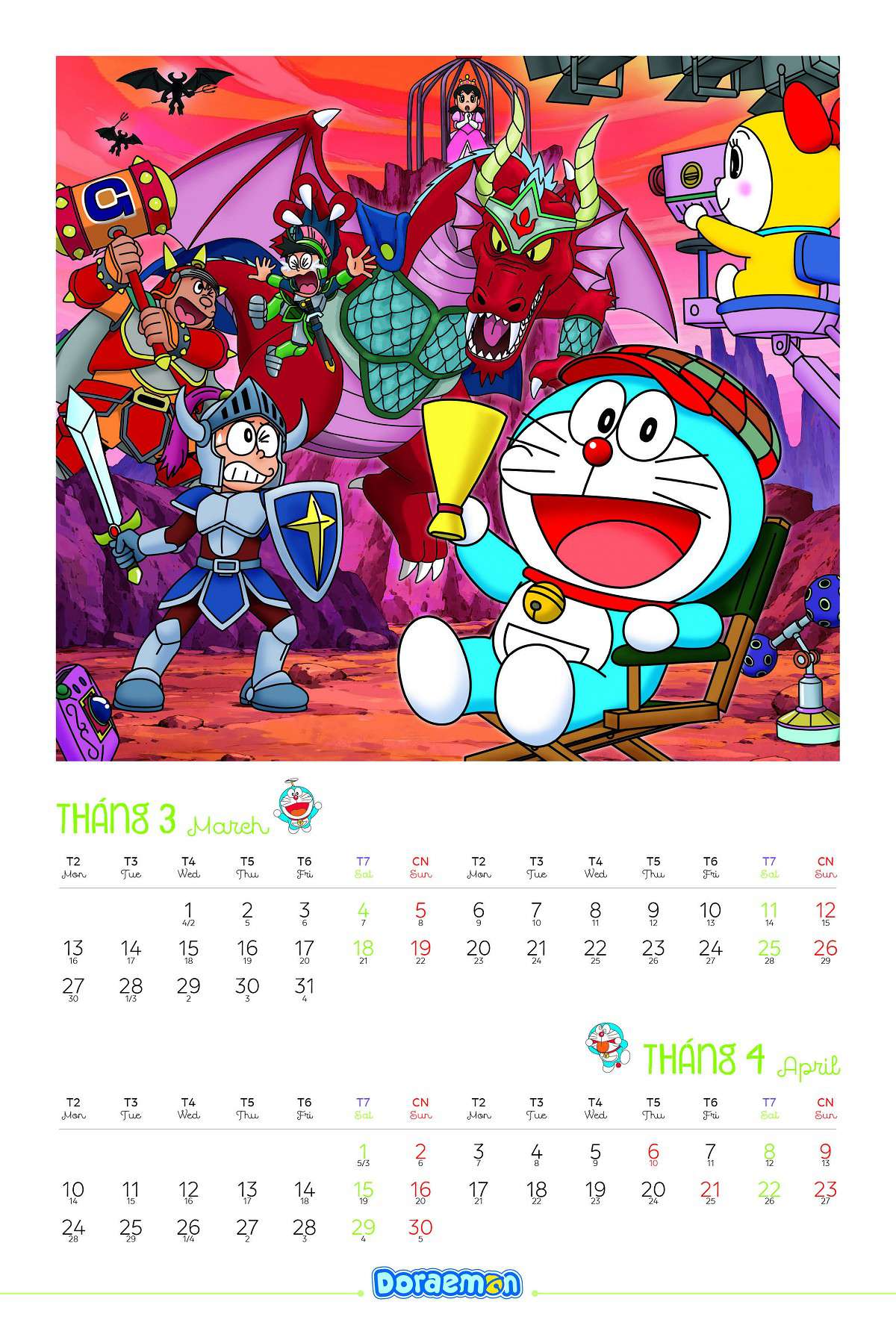 Lịch Treo Tường Doraemon 2017