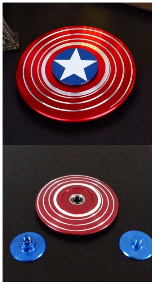 Con Quay Fidget Spinner Hình Tròn Ngôi Sao Captain America Bằng Đồng S73T