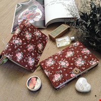 Sổ Tay Bìa Bọc Vải Hoa Đỏ - Size Nhỏ
