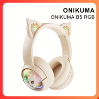 TAI NGHE ONIKUMA B5 Wireless Bluetooth Tai Mèo_MÀU TRẮNG NGÀ