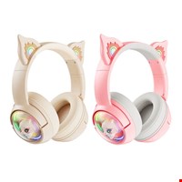 TAI NGHE ONIKUMA B5 Wireless Bluetooth Tai Mèo_MÀU TRẮNG NGÀ
