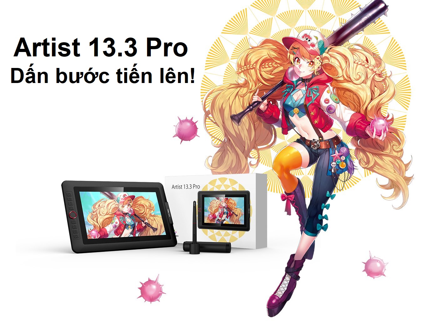 Bảng Vẽ Màn Hình XP-Pen Artist 13.3 Pro fullHD 91%Adobe RGB Lực Nhấn 8192 Cảm Ứng Nghiêng (Tặng Găng Tay Họa Sĩ Và Đế Nghiêng) - Hàng Chính Hãng