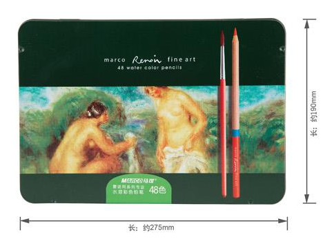 kích thước hộp bút chì màu nước marco renoir 48 màu
