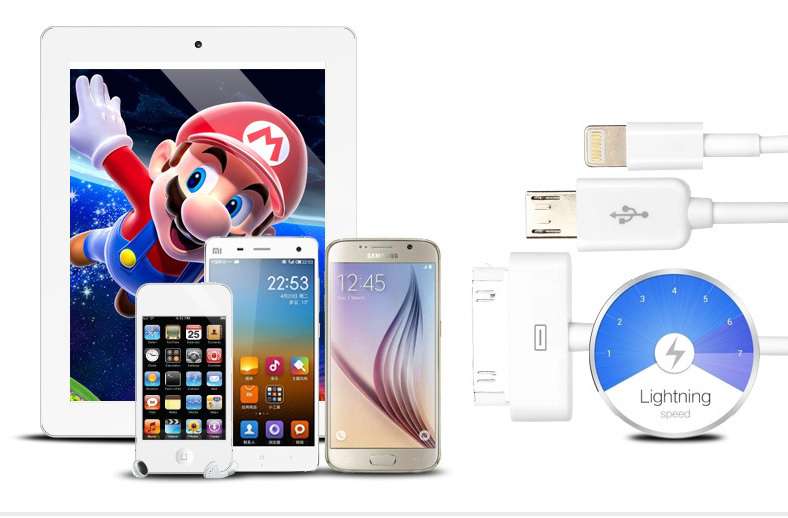 Cáp Sạc Kết Nối Đa Năng Cho iPhone 4 5 6 Samsung Chính Hãng Pisen