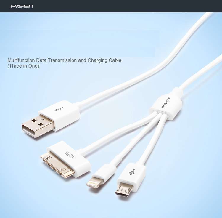 Cáp Sạc Kết Nối Đa Năng Cho iPhone 4 5 Samsung Chính Hãng Pisen