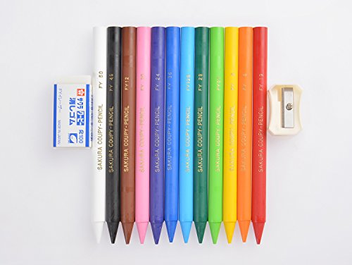 Bút Chì Sáp Màu Thân Nhựa Sakura Coupy Pencils 12 Màu