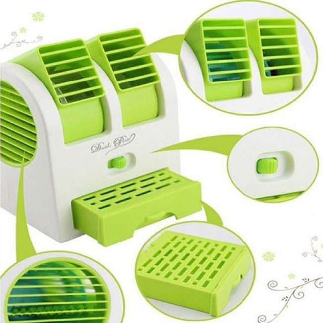 Quạt Điều Hòa Mini 2 Trong 1 Bằng Nước Đá Cực Mát Nguồn USB Và Pin AAA