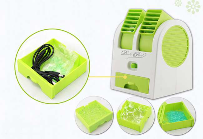Quạt Điều Hòa Mini 2 Trong 1 Bằng Nước Đá Cực Mát Nguồn USB Và Pin AAA