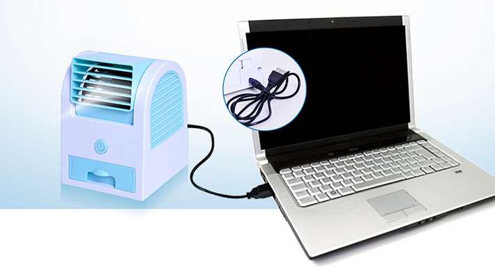 Quạt Điều Hòa Mini 2 Trong 1 Bằng Nước Đá Cực Mát Nguồn USB Và Pin AAA