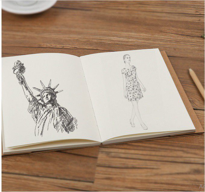 Sổ Ký Họa Sketch Book B5 100gsm 27x19cm Bìa Rời Trơn Gáy May Chỉ 56 Tờ
